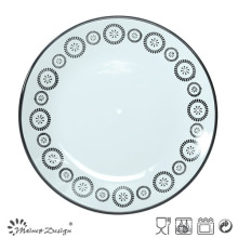 Plato de cena blanco de diseño Black Circle